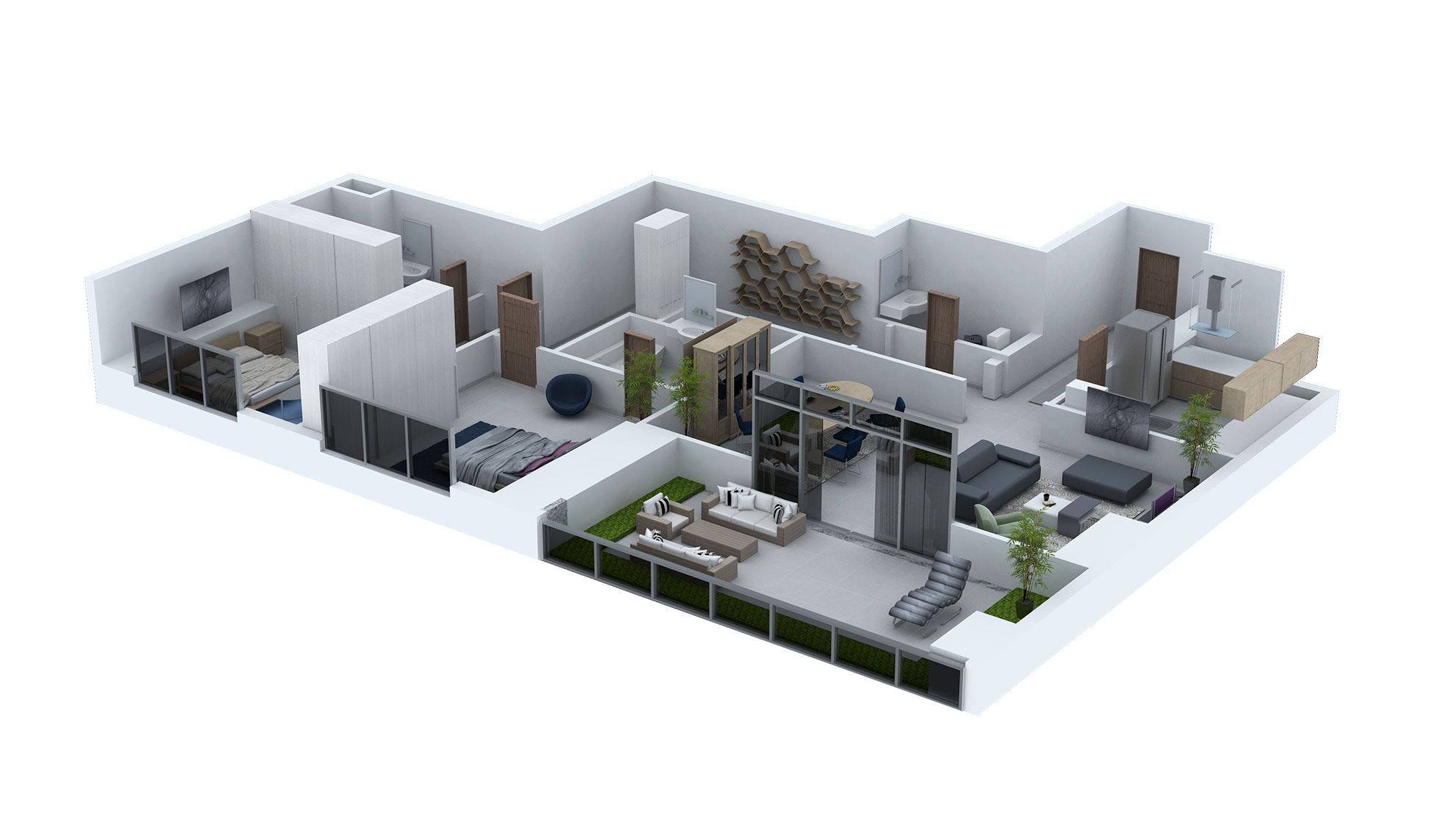 2 Bedroom Type A3 Floor Plan of Park View, Shams Abu Dhabi, Al Reem Island