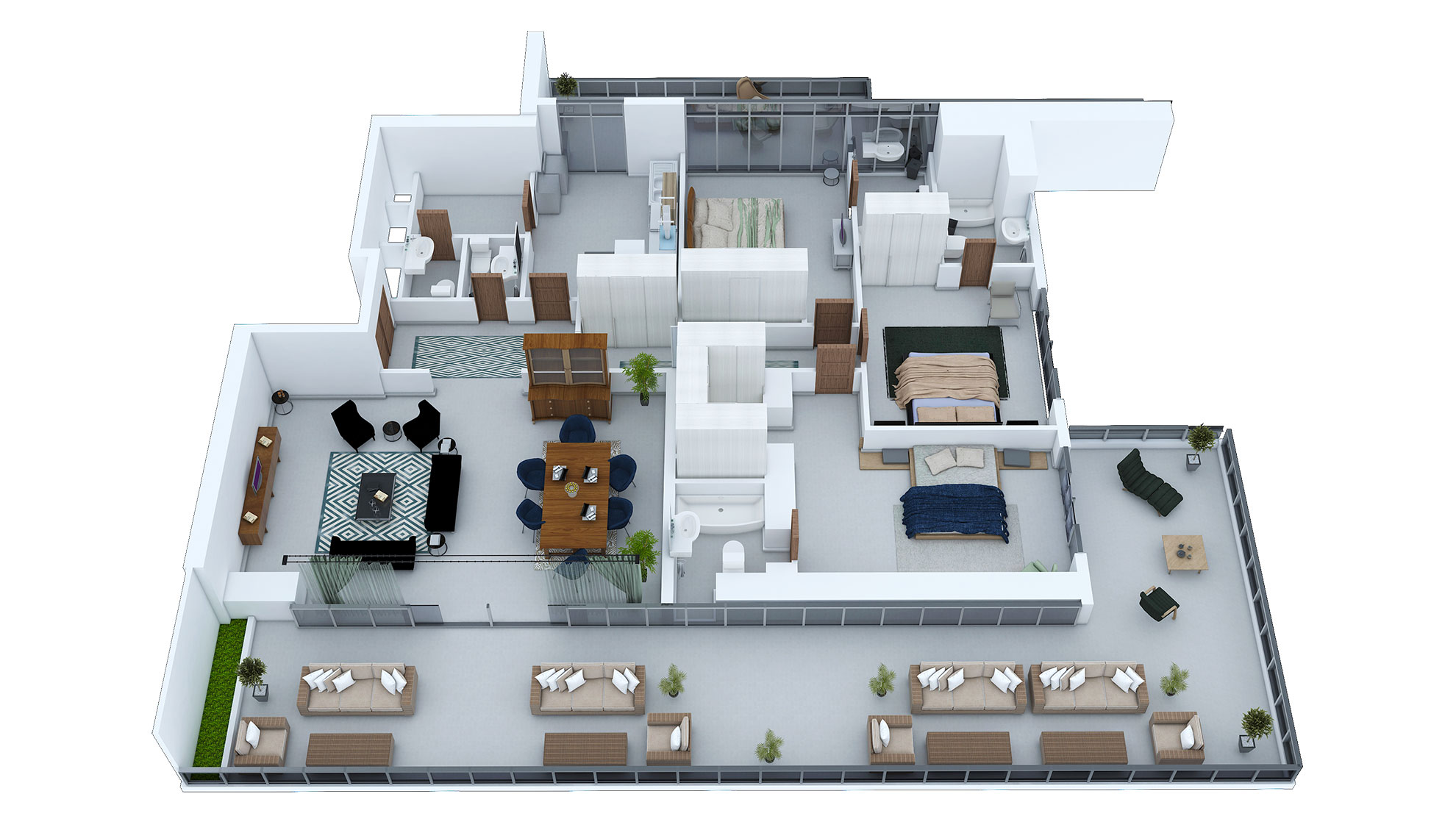 3 Bedroom Type B2 Floor Plan of Park View, Shams Abu Dhabi, Al Reem Island