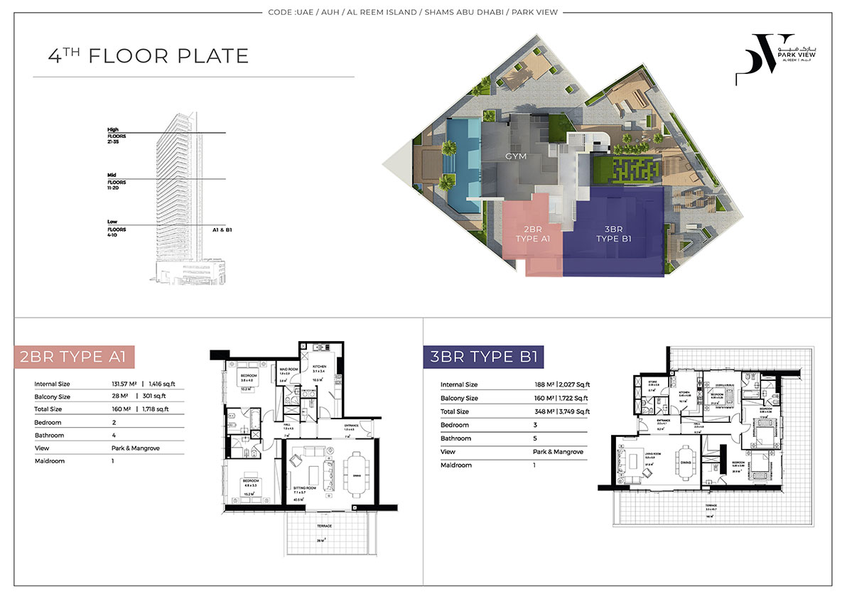 4th Floor Plate of Park View, Shams Abu Dhabi, Al Reem Island